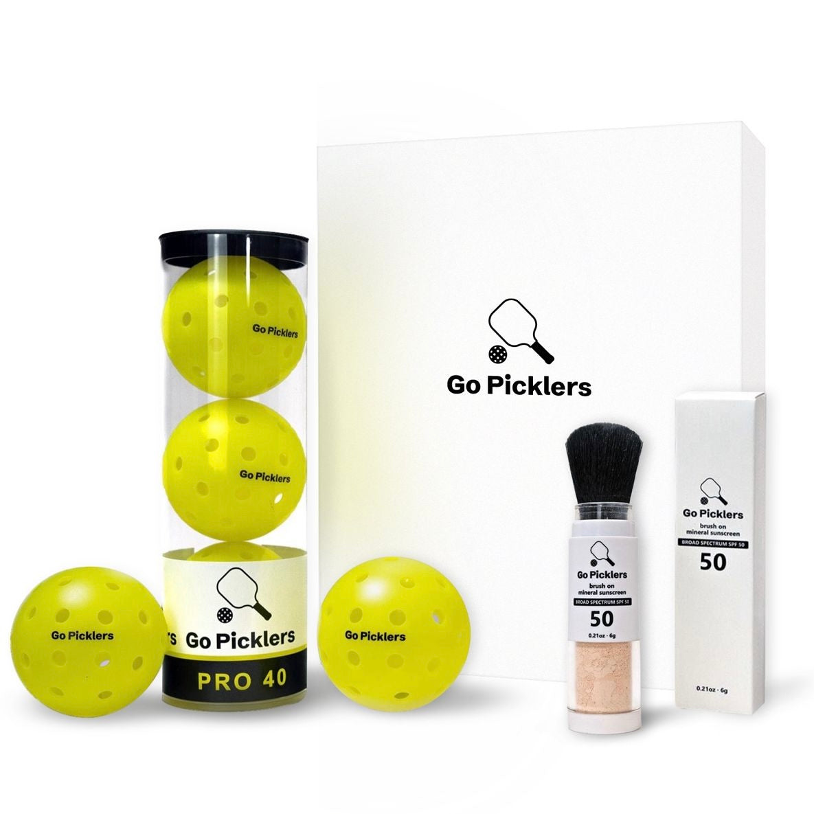 Pickleball Gifts for Women with Brush On Sunscreen and Pickleball Balls in a Premium Gift Box