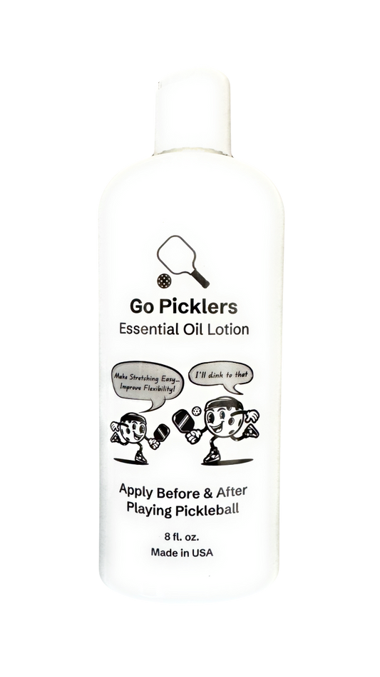 Go Picklers Essential Oil Lotion for Pickleball Players to Make Stretching Easy. Apply Before & After Playing Pickleball